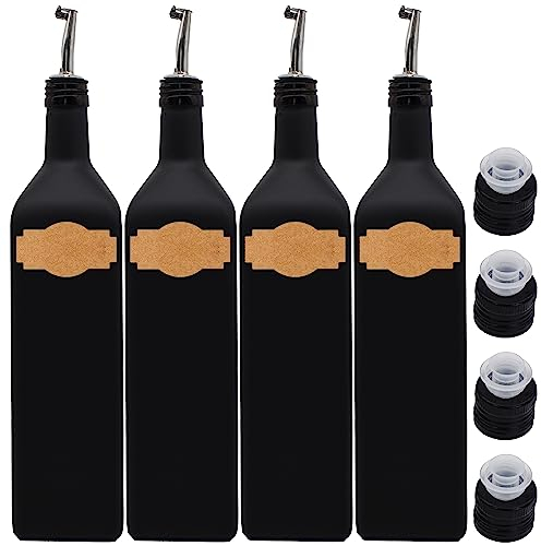 Generisch Glasflasche 4er Set 1 Liter mit Edelstahl-Ausgießer zum Befüllen - Likörflasche, Schnapsflasche, Essigflasche, Ölflasche