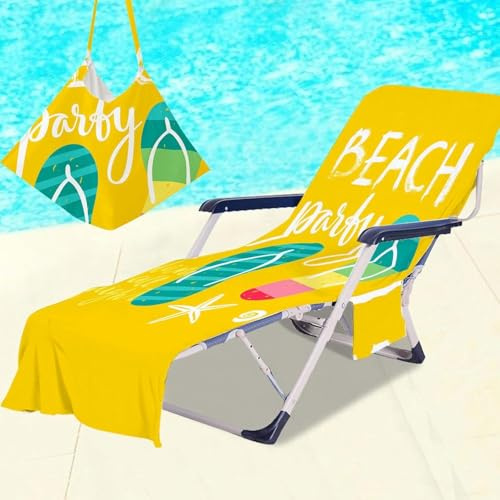 Surwin Frucht Schonbezug Für Gartenliege Strandliegenauflage Frottee Liegenauflage Stuhl Strandtuch Sun Lounger Bezug mit Tasche Sporthandtuch für Sommer Garten Schwimmen (75x210cm,Strand)