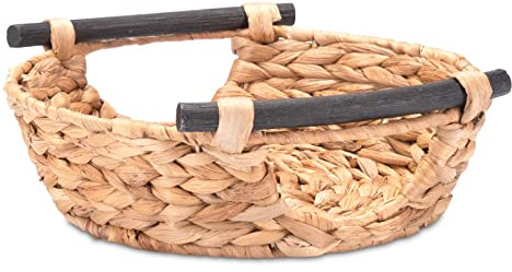 Decorasian Korb zur Aufbewahrung, geflochten aus Wasserhyazinthe mit Griffen - Präsentkorb bzw. Geschenkkorb leer – Ideale Geschenkkörbe von groß bis klein – 3 Stück 27cm