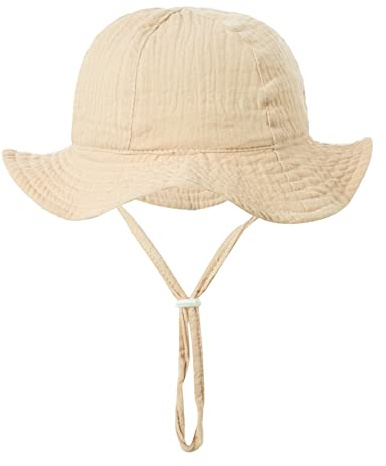 PythJooh Infant Baby Girl Boy Cotton Sun Hat Newborn Soft Cotton Bucket Hats with Adjustable Chin Strap for 3-12Months