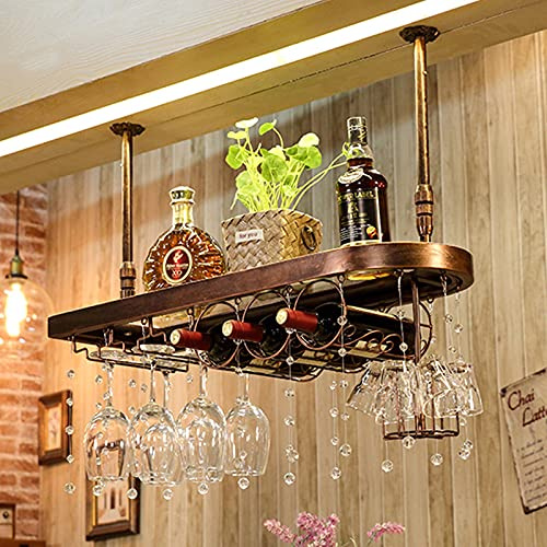 Portabottiglie da bancone da bar in legno massello, portabicchieri da vino sospeso, decorazione per ripiano per vino, portabottiglie per vino creativo europeo, portaoggetti capovolto per la casa
