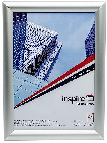 Hampton Frames | A4 Snap Frame, Brushed Silver Aluminium, 21x30cm, Pack of 10 | Easy Front Loading, Wall Mountable | Display Posters, Certificates, Photos