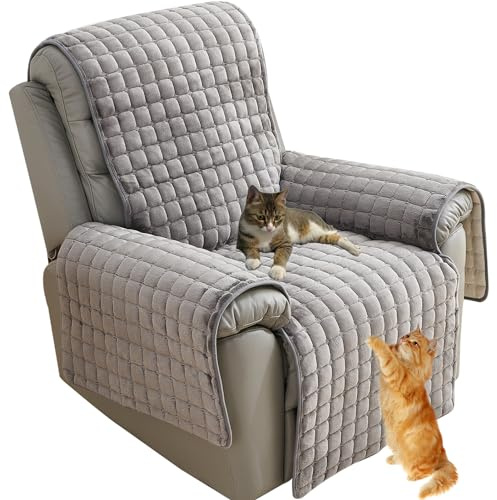 HouseCharm Sesselschoner Sesselauflage, Kaninchen Plüsch Sofabezug 1/2/3 Sitzer Sofa Universelle rutschfeste Sofaschoner, Superweiche SofaÜberwurf aus Kunstpelz für Wohnzimmer (Grau,1 Sitzer)