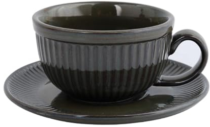CAPIJIONG 220ml/7.5oz Retro Taza De Café De Cerámica Y Plato Set Cafetería Creativa Tarde Té Flor Taza De Café-Color Bronce Antiguo