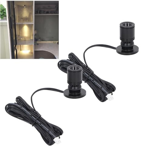 2 Stück Mini LED Strahler, Mini Spot Lichter mit Dimmer, Mini Spotlight Schmuck Schaufenster Display Beleuchtungskörper, Schrank dimmbare Wandleuchte für Display Schmuck (weißes