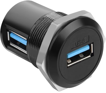 QIANRENON 90° Angle USB3.0 Female to Female Panel Mount Corner Adapter, USB3.0 Embedded Right Angle Mounting Socket, for USB Data Transfer, 5V 2A Charging