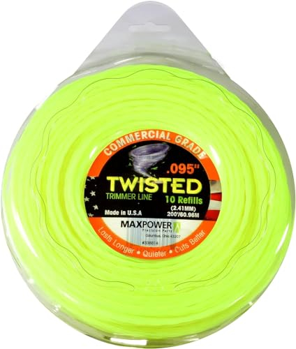 MaxPower EU-338814 Co-Polymer Trimmerfaden 2.4mm - 61 Meter Länge quadratisch gedreht, neongelb