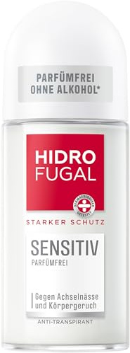 Hidrofugal SENSITIV Roll-on, starker Antitranspirant Schutz für empfindliche Haut, parfümfreies Deo ohne Ethylalkohol gegen Achselnässe & Körpergeruch (50 ml)
