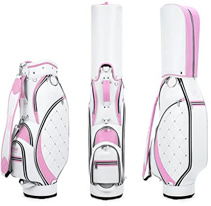 Tragbare Damen-Golftasche, wasserdichte Golf-Cart-Tasche aus Mikrofaser-Leder, Boden mit hoher Härte, Golf-Standbag-Reise-Golfschlägertaschen, leicht zu reinigen Vision