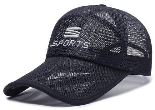 YAMEE Sommar Mesh Justerbar mössa för män, hatt med visir för kvinnor, lätt andningsbar, solskyddskeps unisex basebollkeps, herr fritidssporthattar, utomhus herr solhatt, Mörkblå, one size