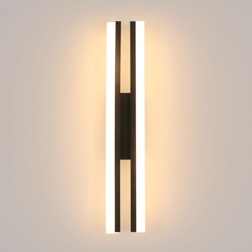 Riserva LED Wandlampe Innen, 16W Wandleuchte Modern, Wandbeleuchtung Schwarz Aluminium für Schlafzimmer, Wohnzimmer, Treppenhaus, 3000K Warmweiß