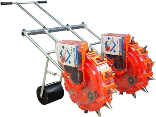 Wrobelax Spandiconcime a Doppia seminatrice Manuale Portatile, seminatrice da Giardino a Spinta Manuale e applicatore di Fertilizzante, seminatrice a con 16 Piatti di Semi, 12 bocche