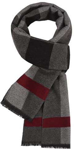 UMIPUBO halsduk män höst och vinter pläd varm mjuk vinterhalsduk elegant business tartan 180 x 30 cm, Grå ränder, En Storlek