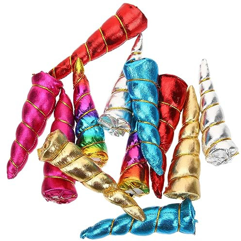 KOMBIUDA 12Stücke Glitzernde Einhorn Hörner Party Foto Requisiten für Stirnbänder und Haarschleifen Einhorn Themen Accessoires