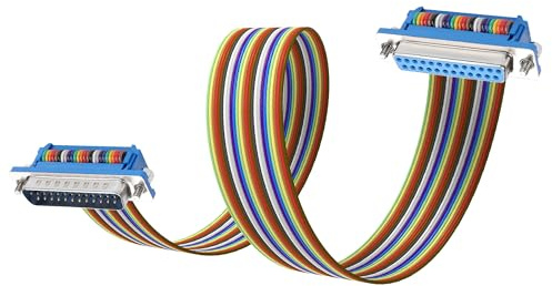 JSADZKJ 50 cm Serielles RS232 DB25 Verlängerungskabel, Stecker auf Buchse, 25-polig, für SPS, Drucker, Modem, Mehrfarbig