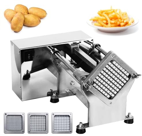 Machine À Frites Commerciale, Coupe-Pommes De Terre Automatique Avec Lame De 6/9/13 Mm, Machine De Découpe De Bandes Électriques En Acier Inoxydable De 200-300 Kg/H, 60 W