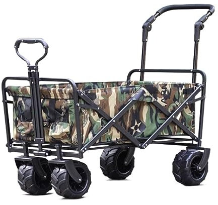 WEYFH Festivalwagen Campingwagen Gartenwagen Klappbarer Outdoor-Allzweckwagen Outdoor-Allzweckwagen Klappbarer Campingwagen Gartentransportwagen Verstellbarer Griff Strandwagen
