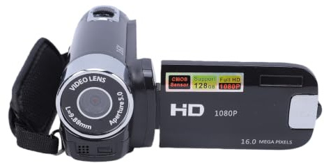 Yunir Caméra Vidéo Caméscope Enregistreur D'appareil Photo Numérique Full HD 1080P 2,4 Pouces Rotation de 270 Degrés Zoom Numérique 16X Enregistreur de Caméra Vlogging (Prise UE)