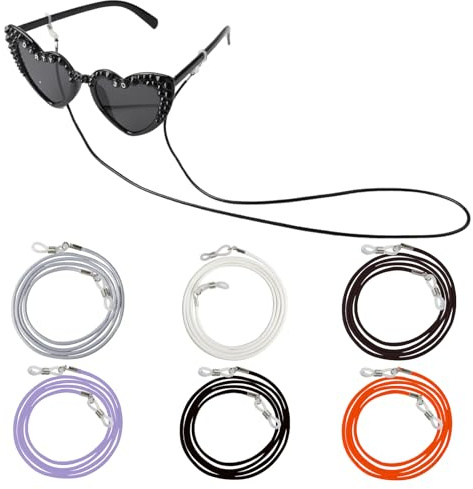 loghohu 6 Stück Brillenband,Leder Universal Brillenkette,Bunt Verstellbar Brillenbänder für Damen Herren,Mehrfarbig Rutschfest Brillenschnur für Lesebrille Sonnenbrille Schutzbrille