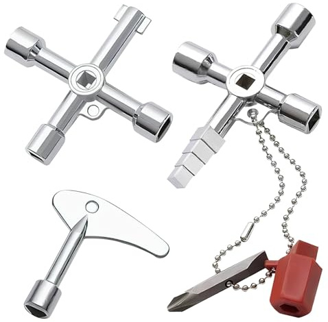 3 Pcs Meter Box Keys, 7 in 1 Radiator Key 4 Way Multifunction Utility Key | Triangle Spanner Key, Gas Meter Box Key for Water Electricity Gas Elevator Cupboard Cabinet Meter Valve Opening