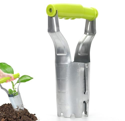 QYRDBGY Blumenzwiebelpflanzer, Praktisch Zwiebelpflanzer Pflanzhilfe mit Auslöseautomatik und Tiefenskala Pflanzhilfe für Blumenzwiebeln Pflanzlochstecher für Setzholz und Zwiebelpflanze