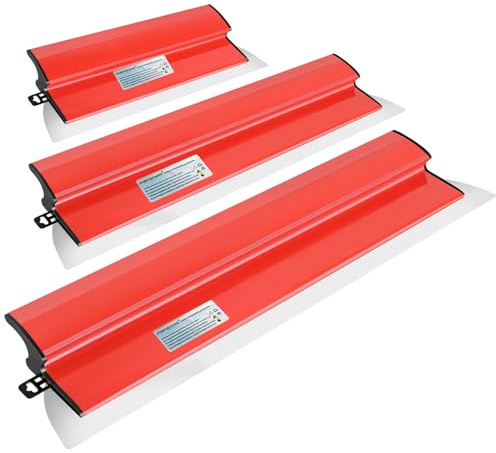 FORTSPANG Lame à joint placo 100+60+40cm acier Set professionnel pour enduit de grandes surfaces, 3 lames incluses, poignée ergonomique, outil de lissage pour plaques de plâtre