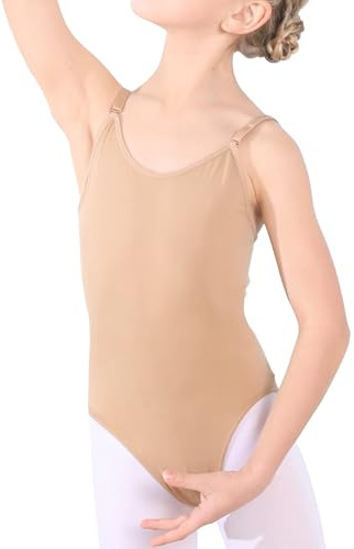 Himcus Gymnastics Ballet Leotards Girls Seamless Comfortable Skin Tone Undergarment Dance Wear Quick-dry Adjustable Straps for Age 6-8 Years