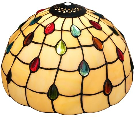 12 Zoll Buntglas-Lampenschirm, Tiffany-Ersatzlampenschirm, bunte Perlen, Vintage-Stil, Deko for Deckenleuchte, Pendelleuchte, Kronleuchter, Stehlampe, Tischlampe