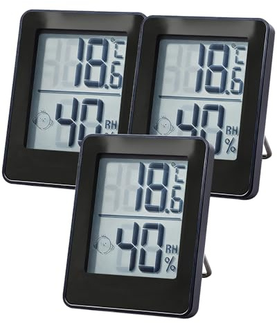 Digital Room Thermometer Indoor 3 Pack Humidity Monitor Hygrometer Temperature and Mini Humidity Meter for Home Greenhouse Office Air Comfort Icon Nursery Thermometer Hygrometer Terrarium Baby Room