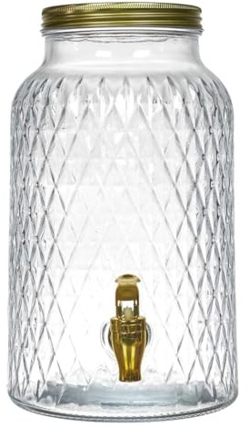 AltoBuy Fontaine à Boisson en Verre 6L Motif Diamant avec Robinet