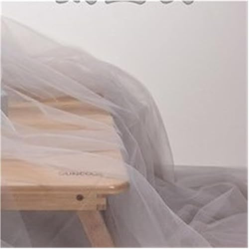 Rouleau De Fil De Maille Gaze Légère Brouillard Tissu De Maille Doux Délicat Fil De Dentelle De Couleur Pure pour Bricolage Fond Voile Robe De Mariée Fée Tulle Décorati, Light Gray, L 200CM x W 160CM