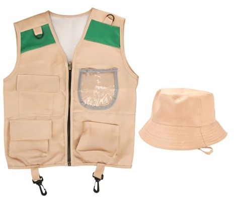 Utforskarväst barn - Multifunktionell fiskejacka med hattset och praktiska fack äventyrsutrustning Pojkar Flickor Naturstudier Vandringstur Trekking Resa Campingresa | Utomhusrulle
