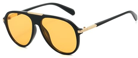 YAMEIZE 70s Retro Pilot Sunglasses for - Women Men Stylish Round Double Bridge Sunglasses UV400 Protection Driving Outdoor