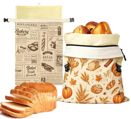 Sac À En D'Abeille 2 Pièces Portables Réutilisables Conservation Fraîcheur | Sac à Toasts Grande Capacité toast baguettes cuisine boulangerie pique-nique et camping