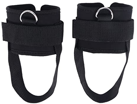 VORCOOL 2 Stück Knöchelriemen gepolsterte D-Ring Knöchelmanschetten für Gym Workouts Kabelmaschinen Butt und Bein Gewichte Übungen (schwarz)