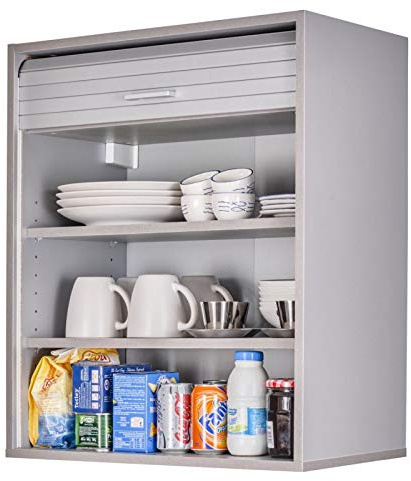 SIMMOB Küchenschrank Oberschrank Hängeschrank mit Rolladentür, Jalousienschrank, Silber, 60x35x72 cm BTH