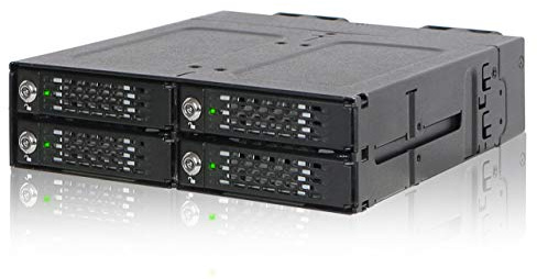 ICY DOCK ToughArmor MB720M2K-B - 4X PCIe 4.0 NVMe M.2 SSD up to 22110 Size to 4X MiniSAS HD Removable Frame, Full Metal Black