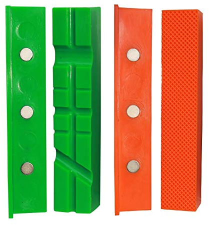 GRIP&BENDER Magnetische Schraubstock-Schutzbacken, 4er-Set - 150MM, Schonbacken aus TPU-Hartkunststoff, Spannbacken zum Schützen von Werkstücken (158MM)