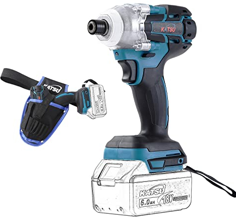 KATSU FIT-BAT 21V 18V Cordless Brushless Impact Screwdriver, 1/2 Inch 400Nm Cordless Impact Power Drill Driver with Brushless Motor, Without Battery or Charger 102477