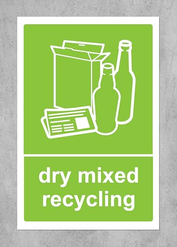Dry mixed recycling sign - Self adhesive sticker (300mm x 200mm)