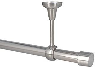 Sento 25mm Gardinenstange Vorhangstange 1-läufig Deckenmontage Edelstahl Optik 120 cm Albana