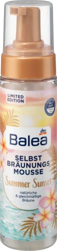 Balea Selbstbräunungsmousse Summer Sunset mit Kokoswasser Aloe Vera 200 ml | streifenfreie und natürlich wirkende Bräune nach nur einer Anwendung – für eine sonnengeküsste Haut bis zu einer Woche lang