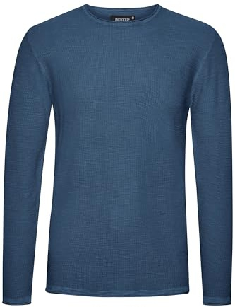 Indicode IDKarpo Stickad tröja för män, finstickad tröja med rund hals, Copen Blue (465), 3XL
