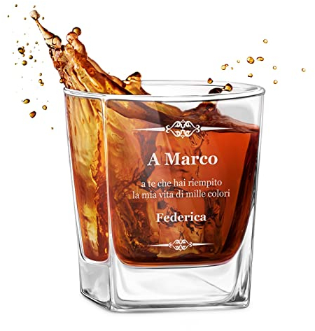 Maverton bicchiere in vetro 250 ml - ideale per bourbon whiskey e drink - incisione personalizzata - bicchiere personalizzato - idea compleanno per uomo - pensiero speciale - Arturo