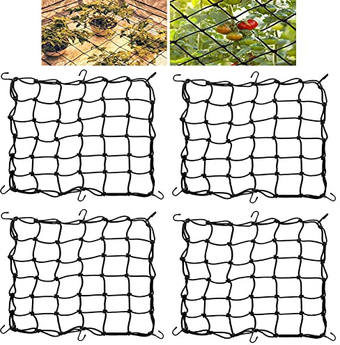 4 Stück Pflanzenpressnetz Scrog 40 x 40cm Wachsen Zelt Elastische Spalier Mit Haken Für Obst Und Gemüse Garten Gewächshaus Pflanzenstütznetz Ranknetz AST