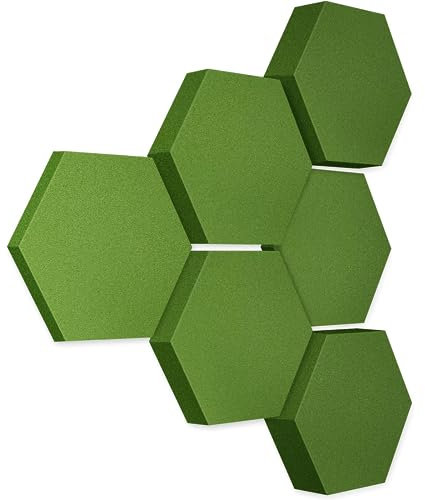 platino24 Akustikpaneele 6 Elemente Edition LOFT 3D I Ø 300mm Akustikplatten Schalldämmung Wand & Decke I Akustikschaum Schall-Absorber aus Basotect 30-70mm mit Akustikbeschichtung Farbe: Kermit