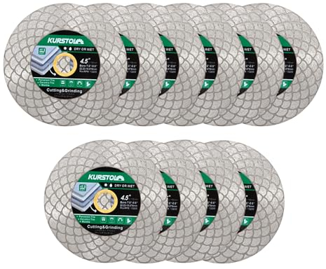 KURSTOL Disque Diamant Carrelage - 10pcs 115mm Disques à Tronçonner Diamantés Fraise Carrelage Pour Couper et Meuler les Carreaux de Céramique, la Porcelaine, le Granit, le Marbre