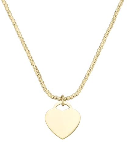Giorgio Martello Milano Kette Kugelkette Diamantiert Mit Anhänger Herz, Silber 925 Gold, 45 Cm 925 Sterling Silber