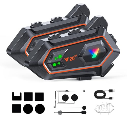 JJXCYH Motorcycle Helmet Speakers, Helmet Bluetooth Intercom Double Noise Cancellation Helmet Headphone Strong Bass/IPX6 Waterproof helmet bluetooth headset Communication Systems 1000mAh(2PC)