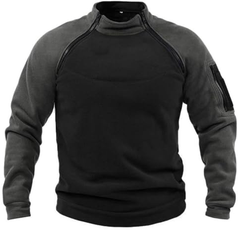 NCTCITY Herren Tactical Fleece Pullover Jacke Army Combat Sweatshirt Military Athletic Sport Jumper Tops Winddichte Freizeit Zip Top ohne Kapuze